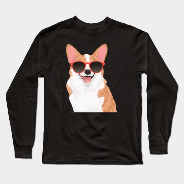 Cute Smiling Pembroke Welsh Corgi for Dog Lovers Long Sleeve T-Shirt by riin92